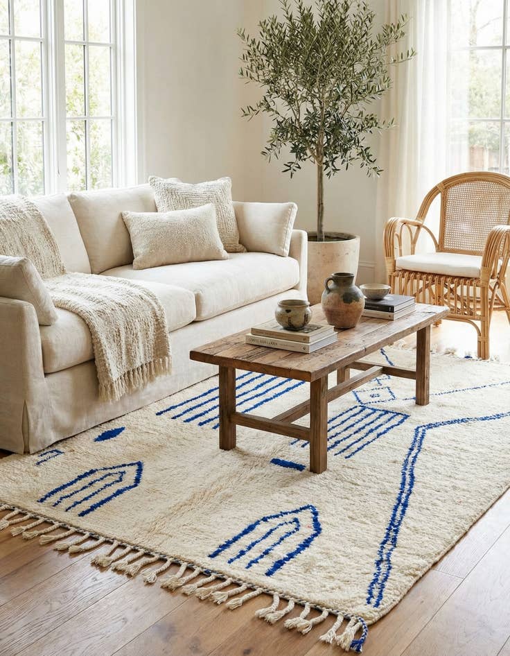 Detail image of 5' 5 x 7' 10 Hand Knotted Moroccan Wool Rug