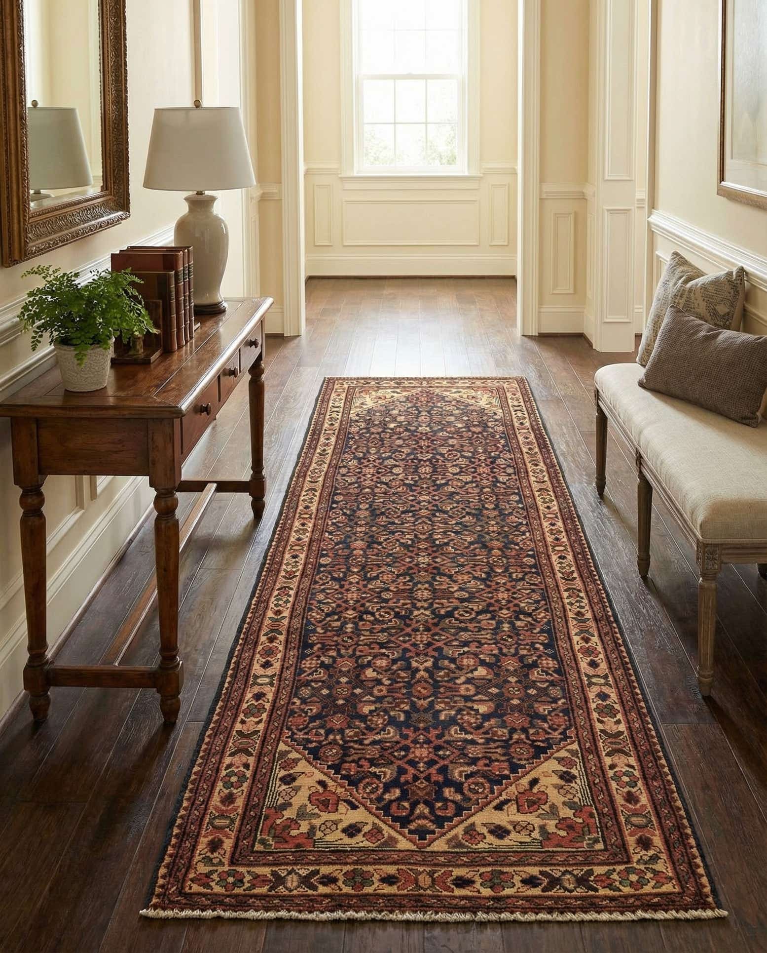 3' 10 x 10' Hand Knotted Hossainabad Persian Wool Runner Rug