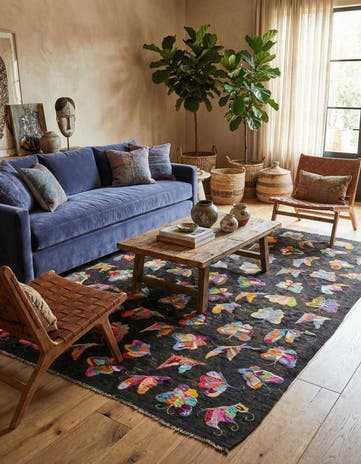 6' 5 x 9' 4 Hand Woven Kilim Suzani Wool Rug