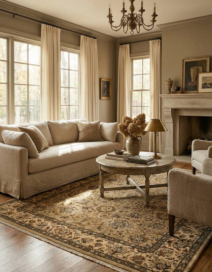 Detail image of  6' 2 x 9' 5  Hand Knotted Ziegler Oriental Wool Rug