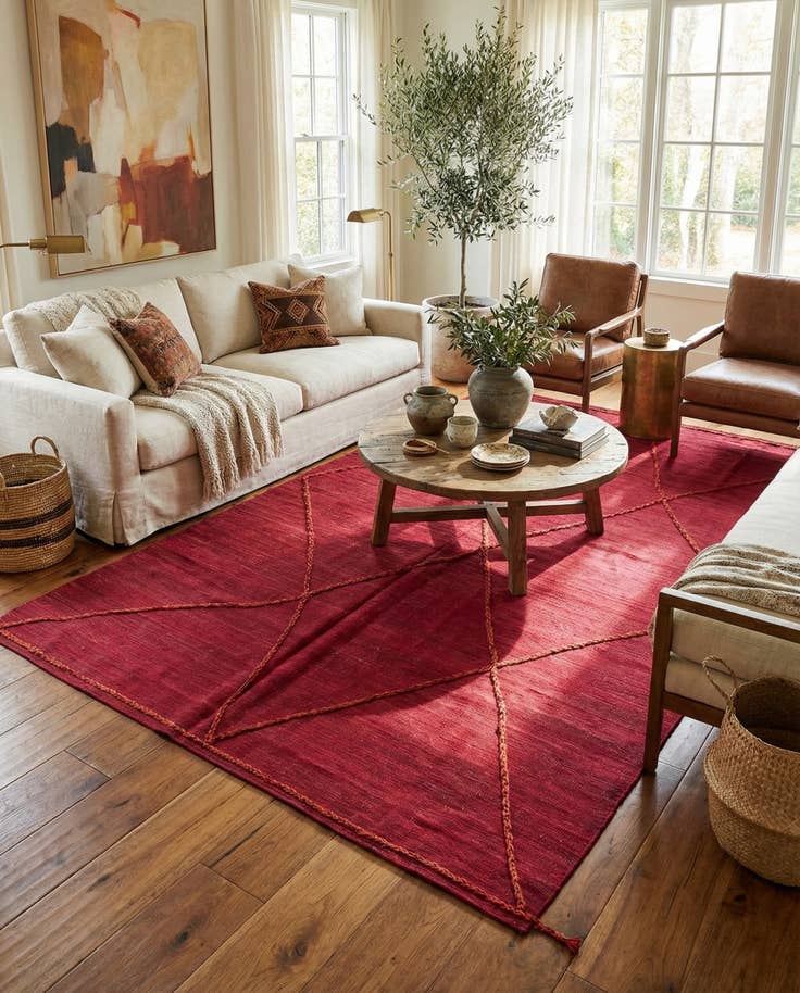 Detail image of 6' 9 x 9' 6 Hand Knotted Moroccan Wool Rug