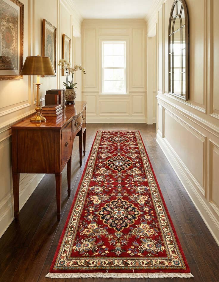 Detail image of  2' 6 x 7' 5  Hand Knotted Qom Persian Runner Rug