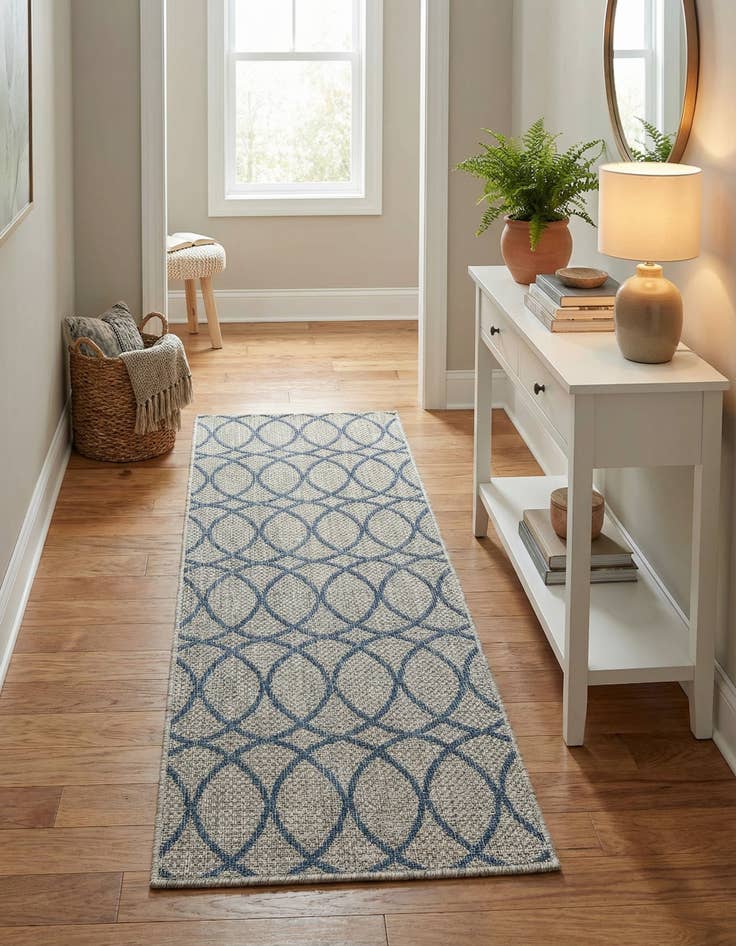 Detail image of 2' x 6'  Washable Trellis Indoor / Outdoor Runner Rug