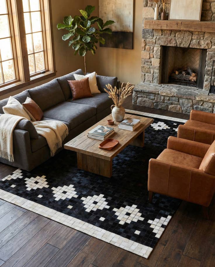 Detail image of 5' 1 x 7' 11 Cowhide Stocks Rug