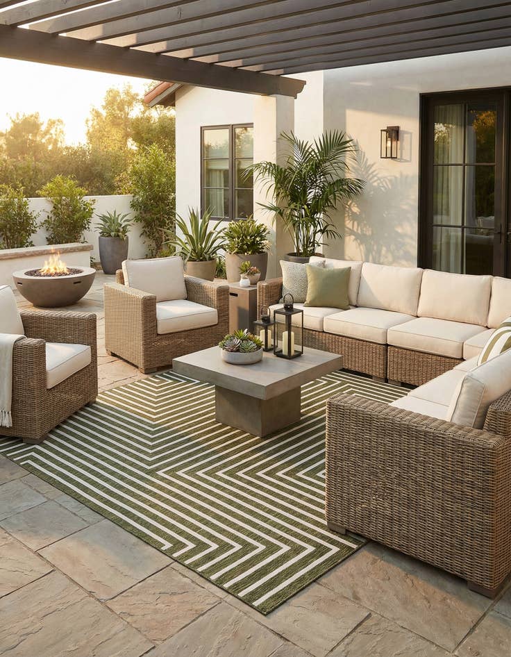 Detail image of  9' x 12'  Washable Modern Indoor / Outdoor Rug