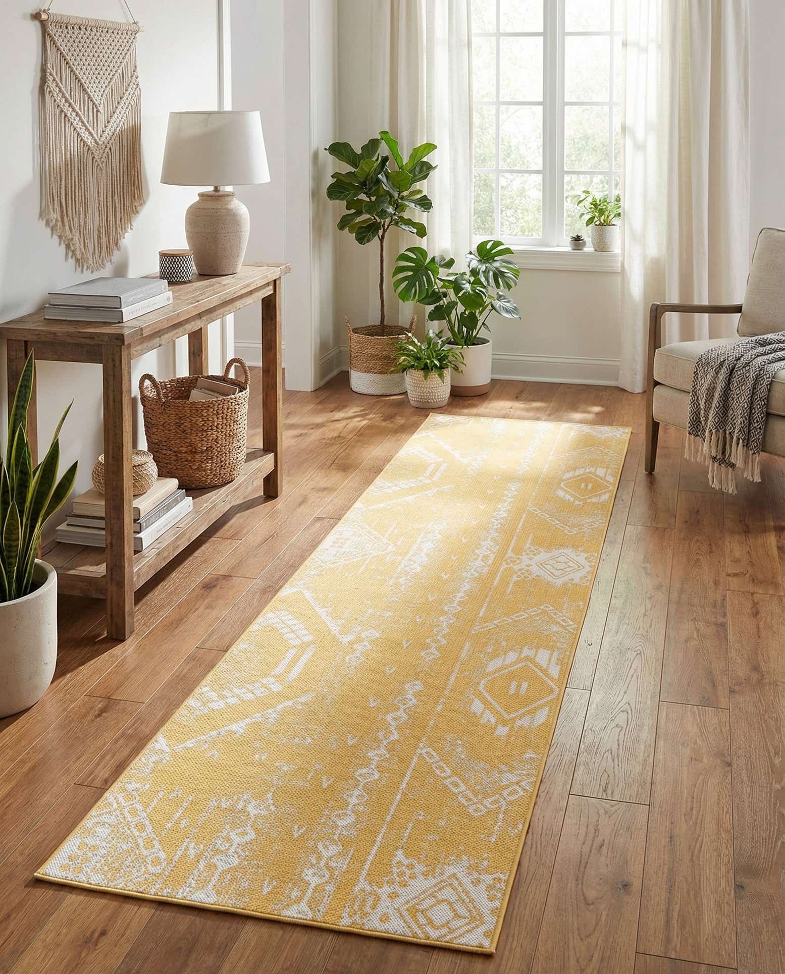 3' 3 x 14' Easy-Clean Bohemian Indoor / Outdoor Runner Rug