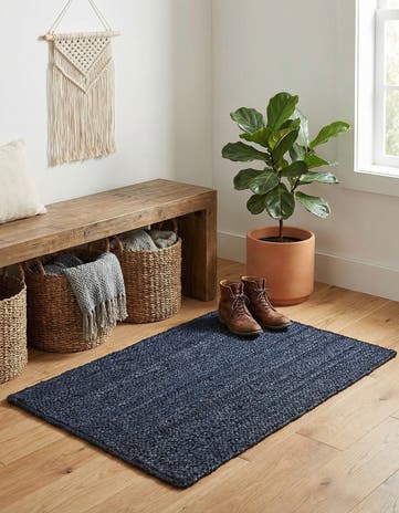 2' x 3' 1 Handmade Braided Jute Rug