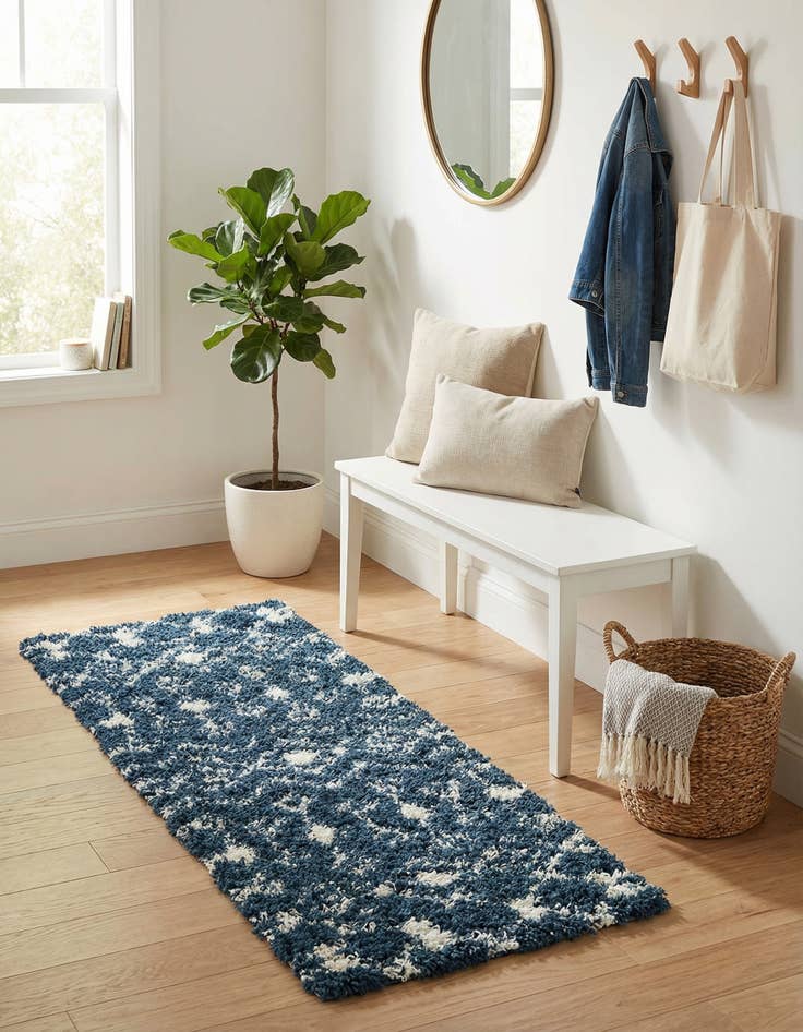 Detail image of  2' x 5' Moroccan Trellis Shag Runner Rug