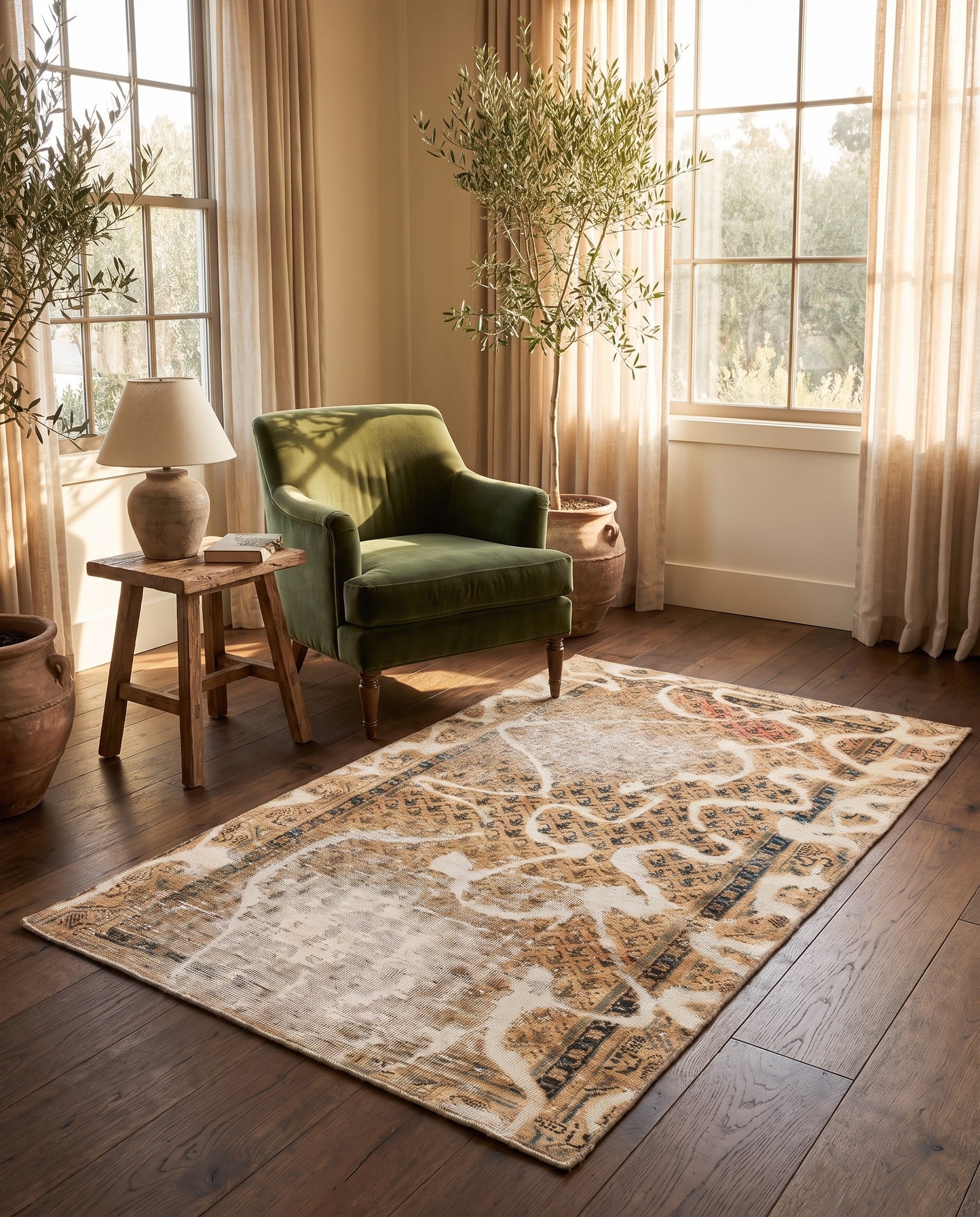 3' 6 x 5' 9 Hand Knotted Ultra Vintage Persian Wool Rug