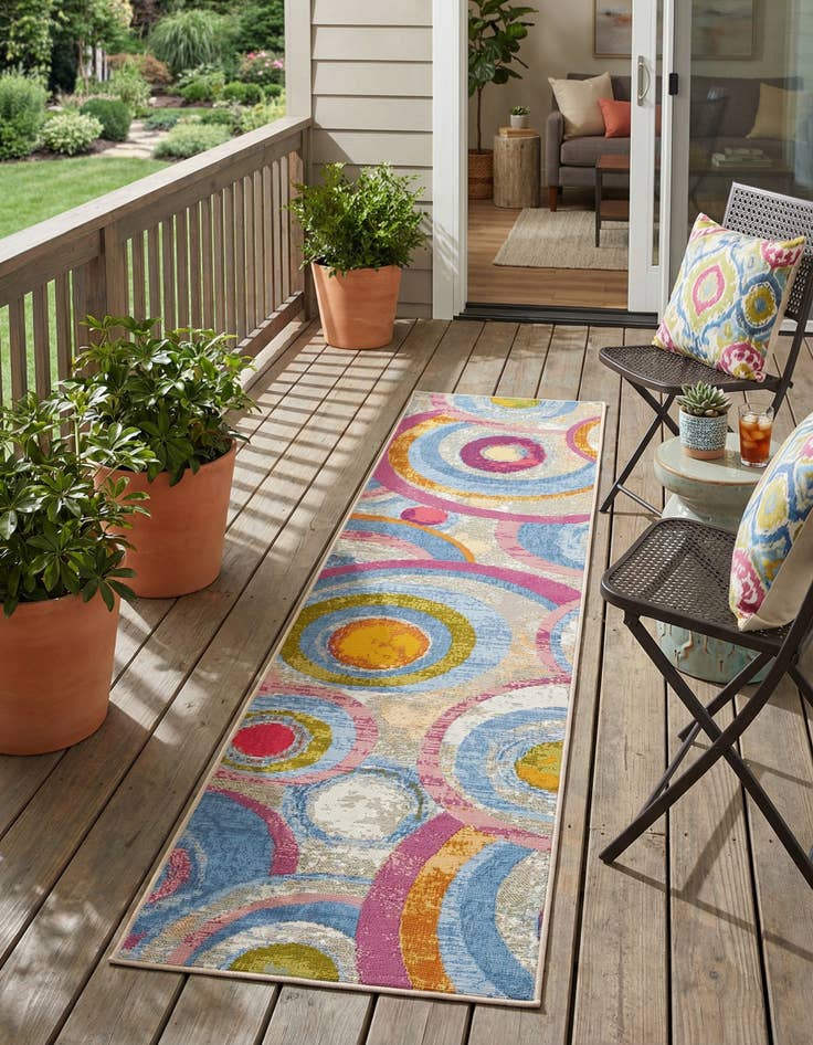 Detail image of 2' x 8'  Washable Modern Indoor / Outdoor Runner Rug