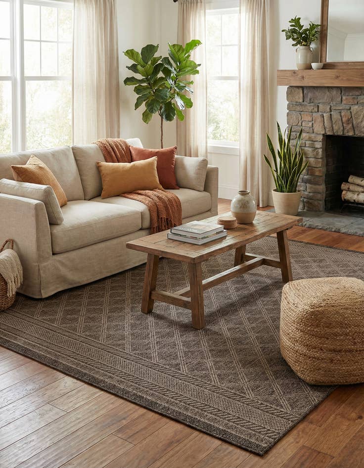 Detail image of  7' 10 x 7' 10  Washable Lattice Indoor / Outdoor Square Rug