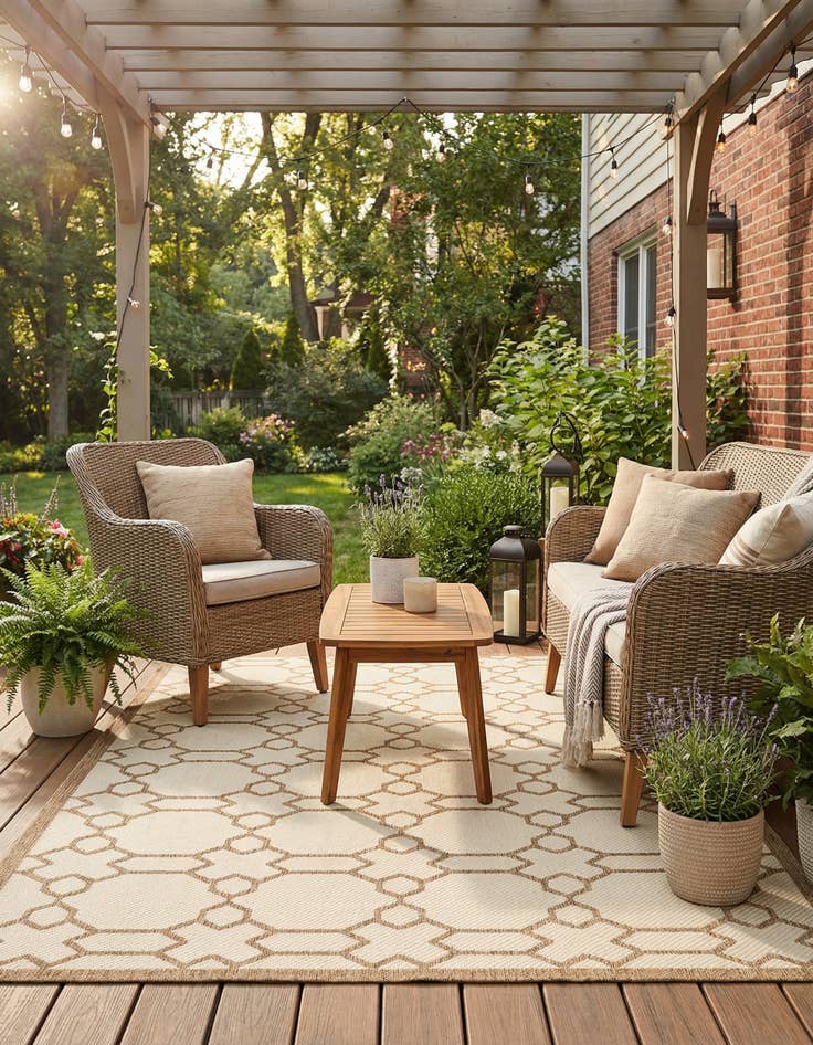 Detail image of  6' x 9'  Washable Lattice Indoor / Outdoor Rug