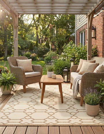 6' x 9' Easy-Clean Lattice Indoor / Outdoor Rug