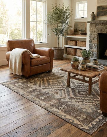 4' 5 x 6' 2 Hand Woven Kilim Maymana Wool Rug