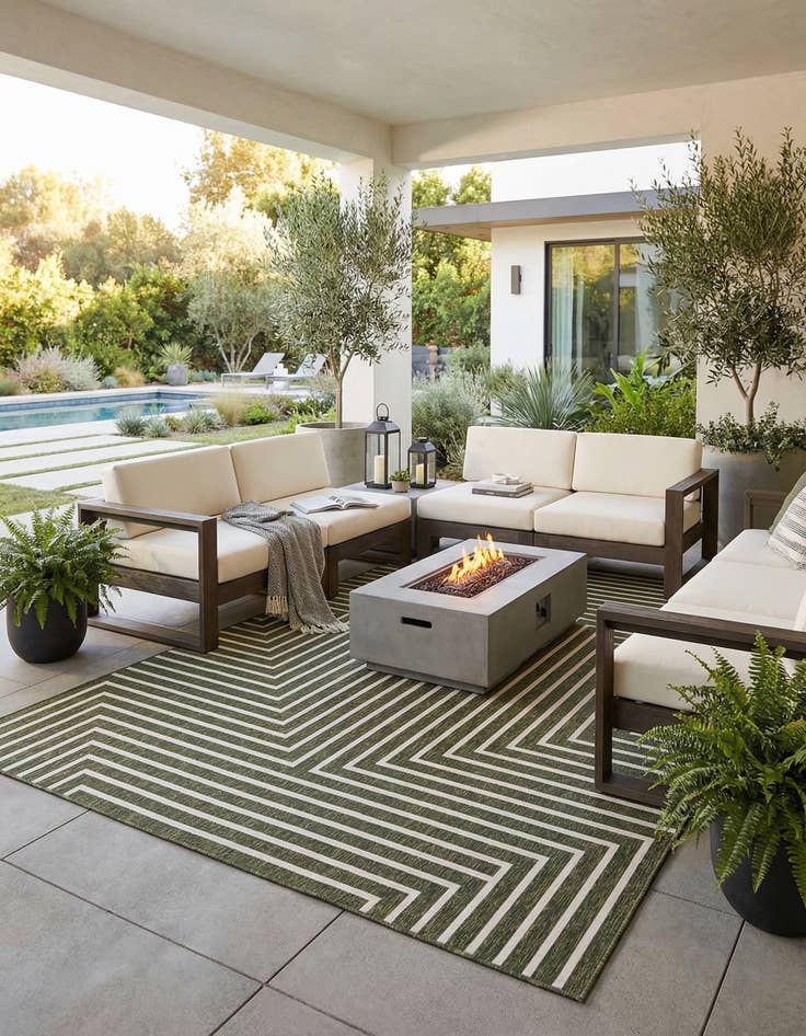 Detail image of  9' x 12'  Washable Modern Indoor / Outdoor Rug