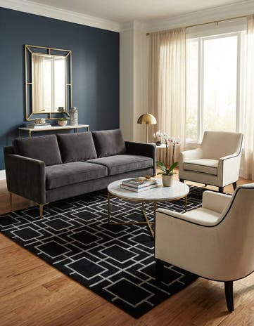 Black and Silver Marilyn Monroe&trade; Glam Deco Square Rug