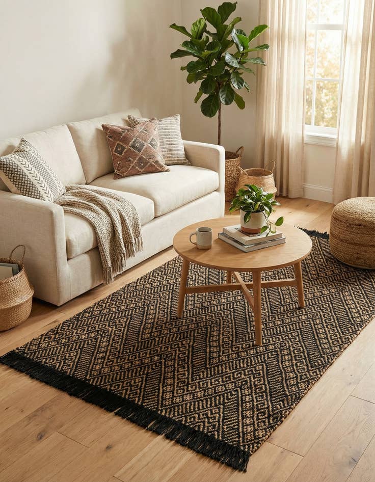 Detail image of  4' 1 x 6' 1  Hand Braided Jute Rug