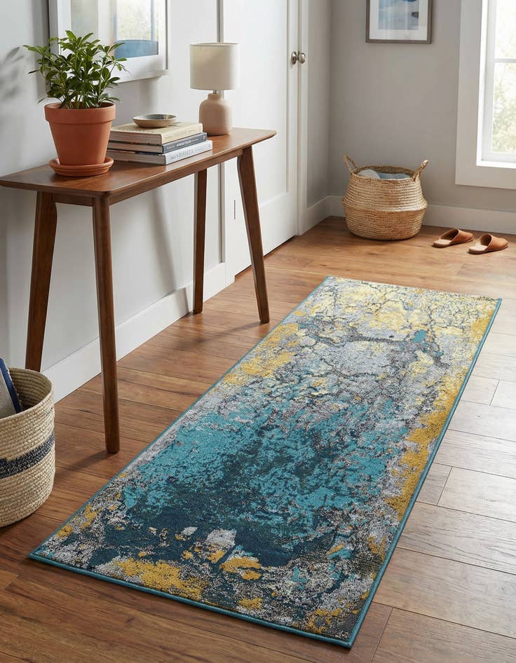 Detail image of 2' x 5' Easy-Clean Modern Indoor / Outdoor Runner Rug