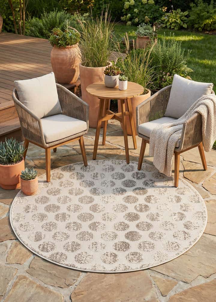 5' x 5' Easy-Clean Sabrina Soto Indoor / Outdoor Round Rug
