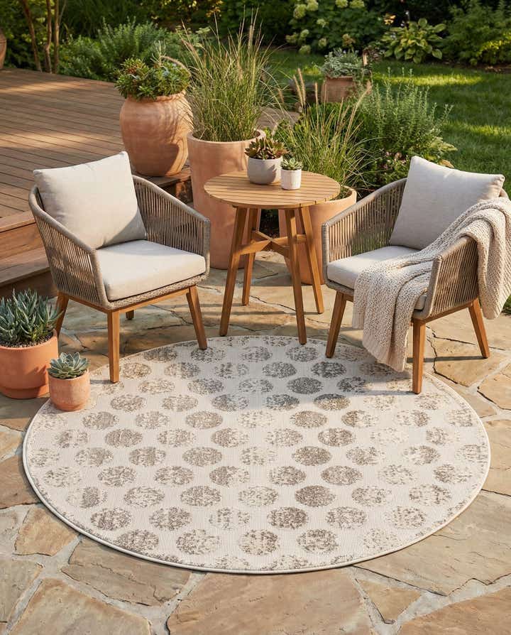 5' x 5' Easy-Clean Sabrina Soto Indoor / Outdoor Round Rug