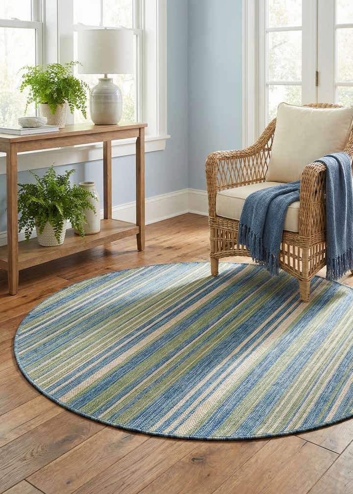 4' x 4' Easy-Clean Baja Indoor / Outdoor Round Rug