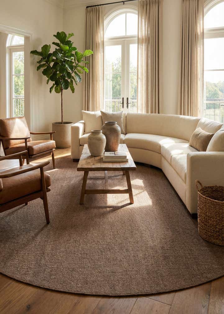 13' x 13' Easy-Clean Solid Indoor / Outdoor Round Rug