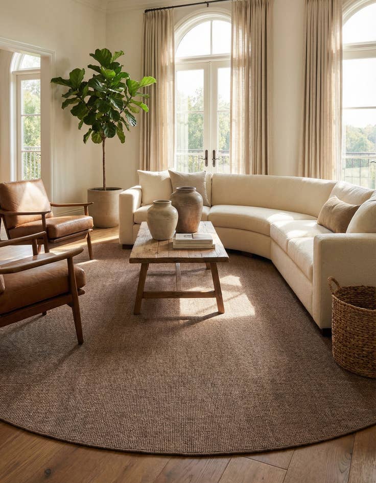 Detail image of 13' x 13'  Washable Solid Indoor / Outdoor Round Rug