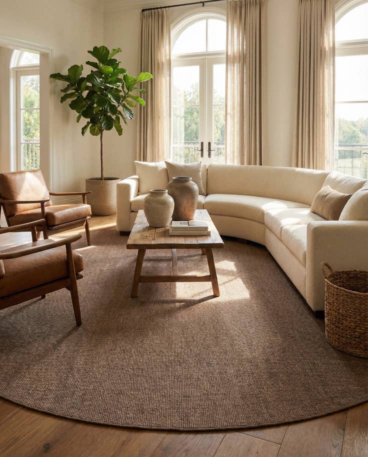 Detail image of 13' x 13' Easy-Clean Solid Indoor / Outdoor Round Rug