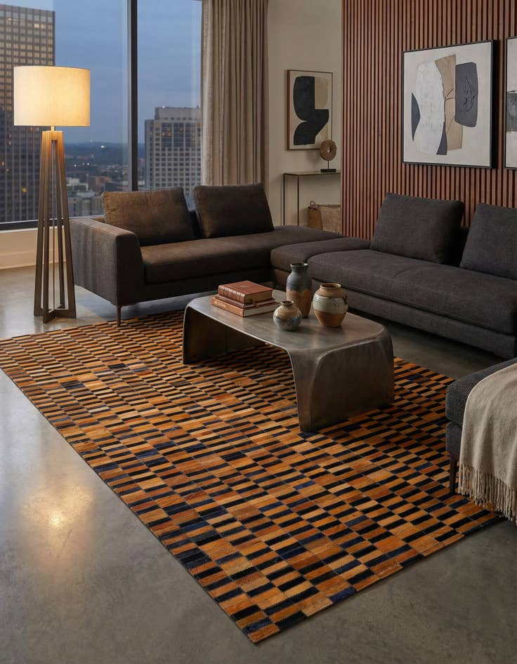 Detail image of  5' x 7' 11 Cowhide - Patchwork Rug