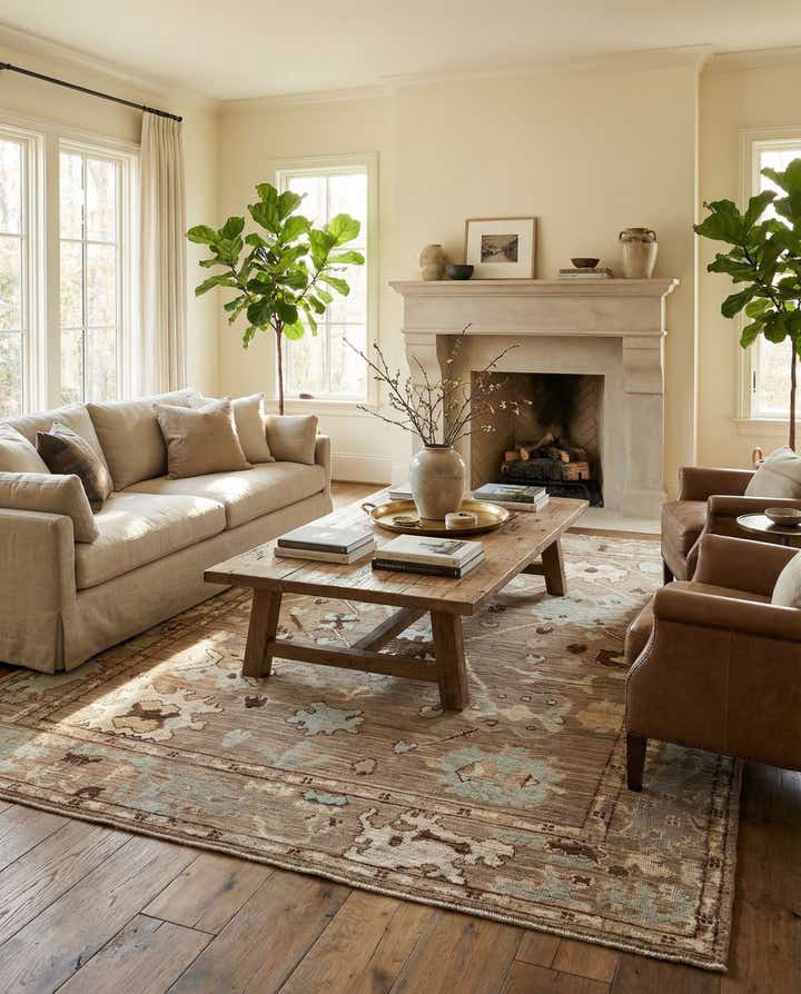 8' 10 x 11' 10 Hand Knotted Oushak Wool Rug