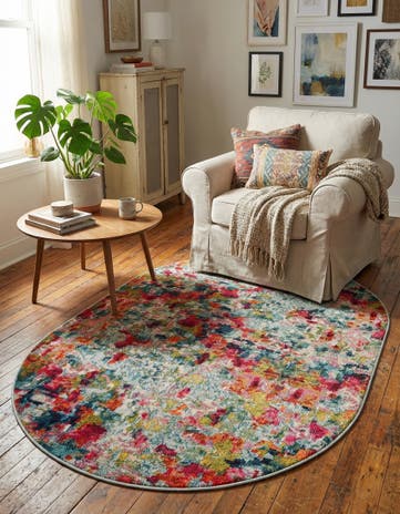 4' 1 x 6' 1 Washable Spectrum Oval Rug