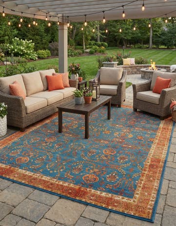 10' x 13' Easy-Clean Traditional Indoor / Outdoor Rug