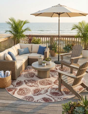 12' x 12' Easy-Clean Coastal Indoor / Outdoor Round Rug