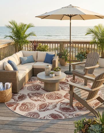 12' x 12' Easy-Clean Coastal Indoor / Outdoor Round Rug