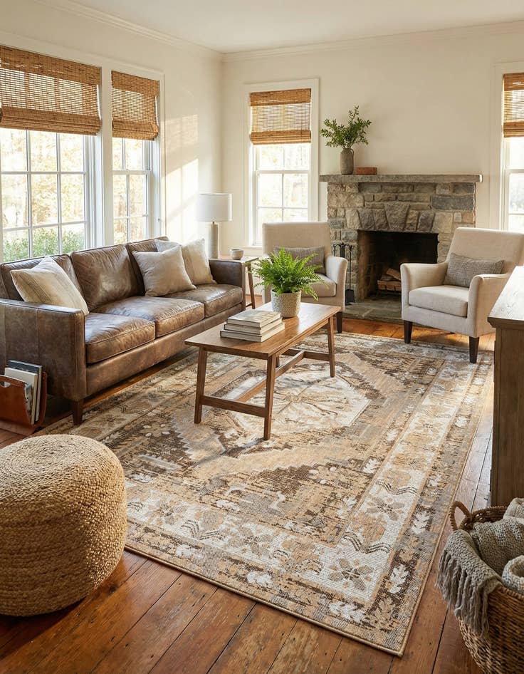 Detail image of 6' x 9'  Washable Traditional Indoor / Outdoor Rug