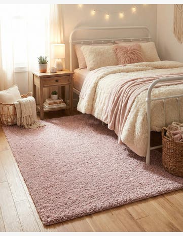 Pink Soft Solid Shag Rug