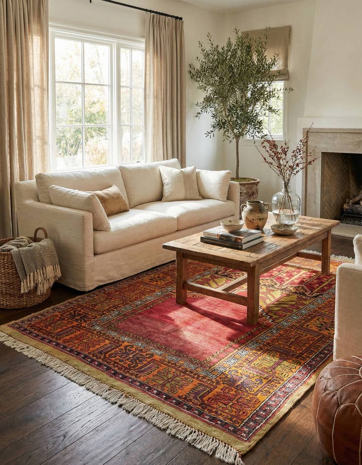 Detail image of 4' 7 x 7' 6  Hand Knotted Anatolian Wool Rug