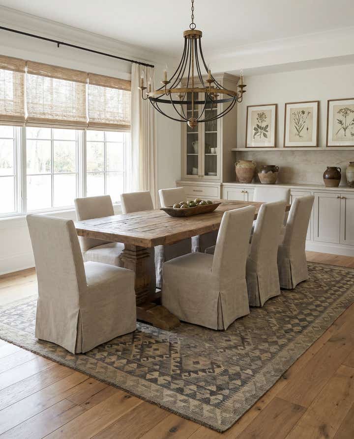 6' 5 x 9' 7 Hand Woven Kilim Maymana Wool Rug