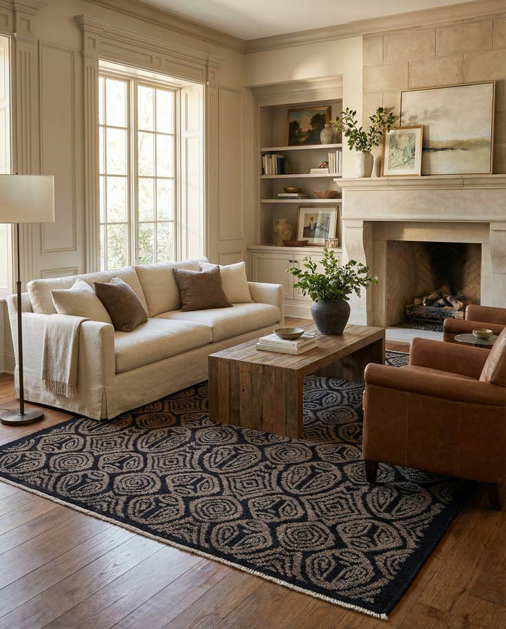 Detail image of 6' 3 x 9' 9 Hand Knotted Darya Wool Rug