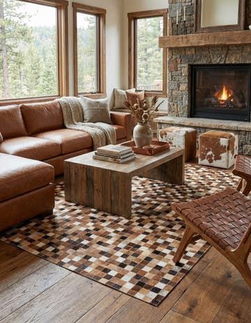 4' 7 x 6' 7 Cowhide Stocks Rug