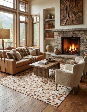 8' 1 x 10' 1 Cowhide Leather Rug