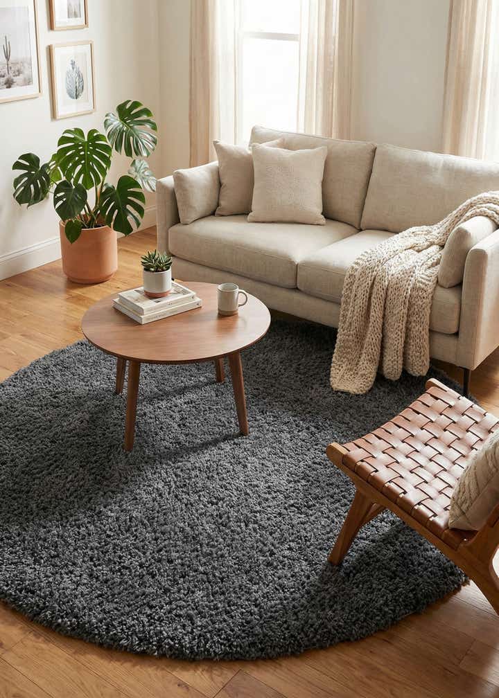 5' 3 x 5' 3 Zermatt Shag Round Rug