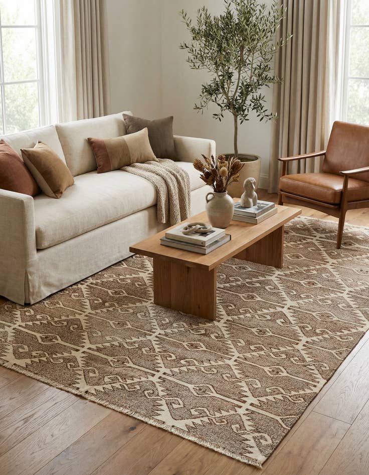 Detail image of 5' 8 x 7' 6  Hand Woven Kilim Modern Wool Rug