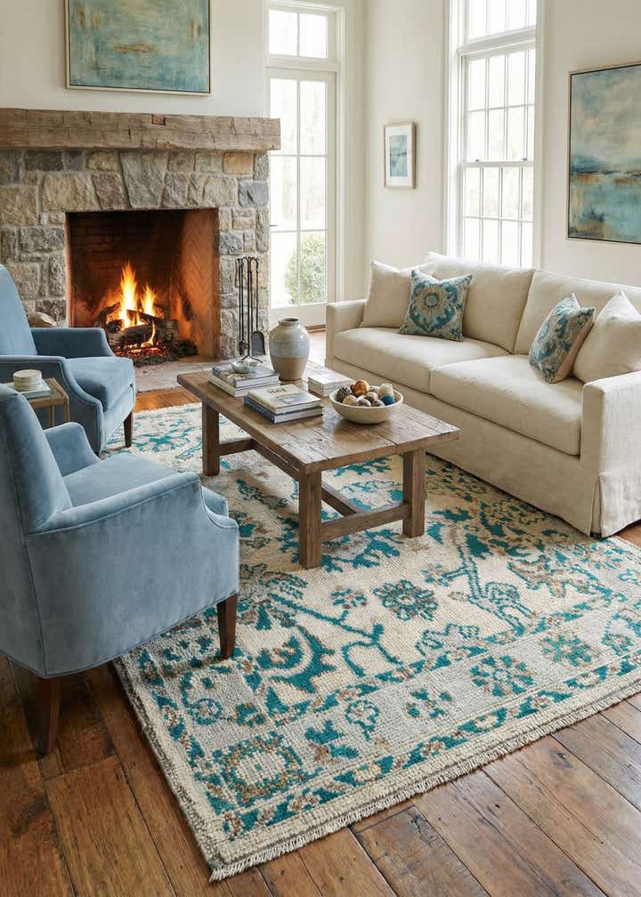 5' 2 x 7' 2 Hand Knotted Oushak Wool Rug