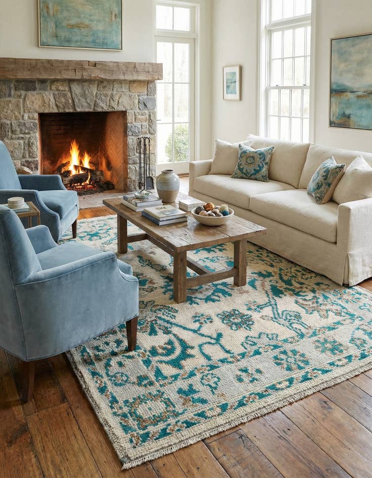 Detail image of  5' 2 x 7' 2  Hand Knotted Oushak Wool Rug