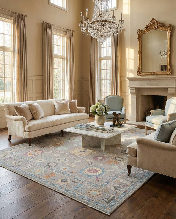 Detail image of 9' 11 x 13' 11 Hand Knotted Oushak Rug