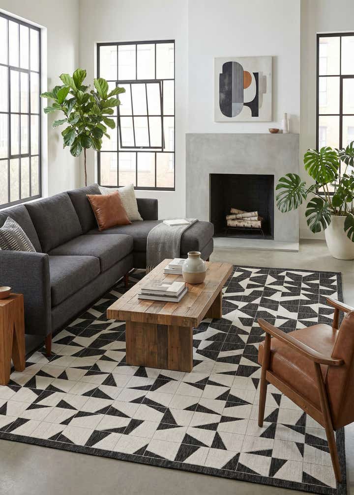 9' x 12' Easy-Clean Modern Indoor / Outdoor Rug