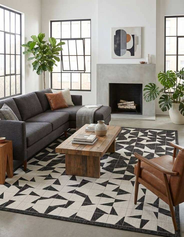 Detail image of 9' x 12'  Washable Modern Indoor / Outdoor Rug