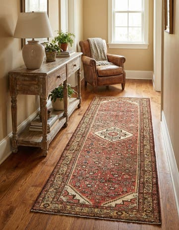 3' 7 x 10' Hand Knotted Hossainabad Persian Wool Runner Rug