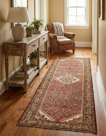 3' 7 x 10' Hand Knotted Hossainabad Persian Wool Runner Rug